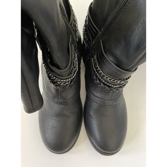 Jellypop Black Downtown Chained Braided Tassel Mid Calf Girls’ Boots Size 2 - Picture 3 of 9